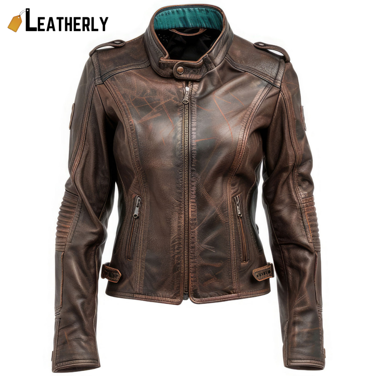 distressed vintage leather jacket