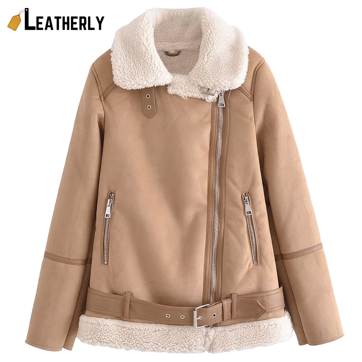 sherpa lined faux leather jacket