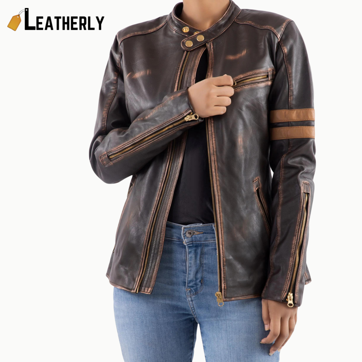 vintage brown leather jacket