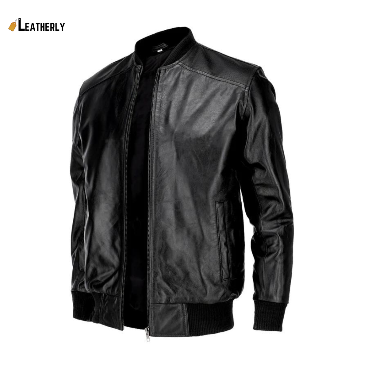 mens black leather jacket