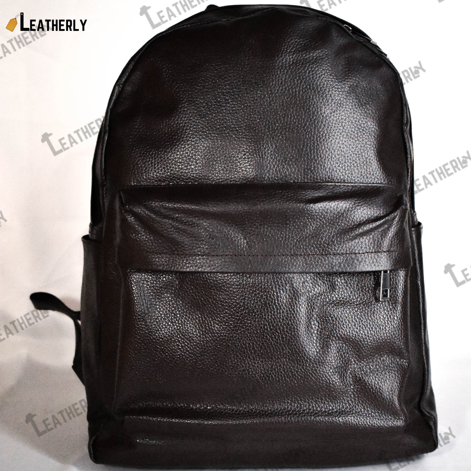 black leather backpack